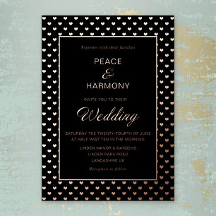 Invitation En Aluminium Love Hearts Rose Gold Black Mariage