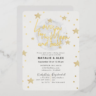 Invitation En Aluminium Love You Moon & Back Baby shower neutre