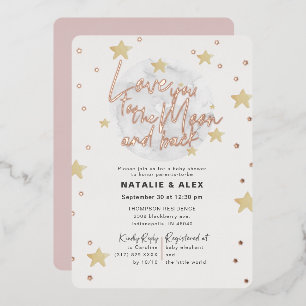 Invitation En Aluminium Love You Moon & Back Girl Baby shower