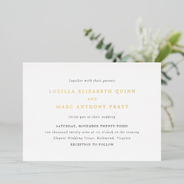 Invitation En Aluminium Lucilla Elegant Mariage moderne (Debout devant)