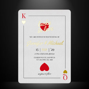 Invitation En Aluminium Lucky in Love Playing Card Las Vegas Mariage Gold