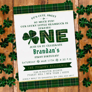 Invitation En Aluminium Lucky Little Shamrock 1er anniversaire réel