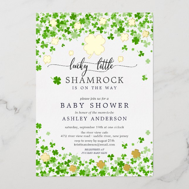 Invitation En Aluminium Lucky Little Shamrock Baby shower (Recto)
