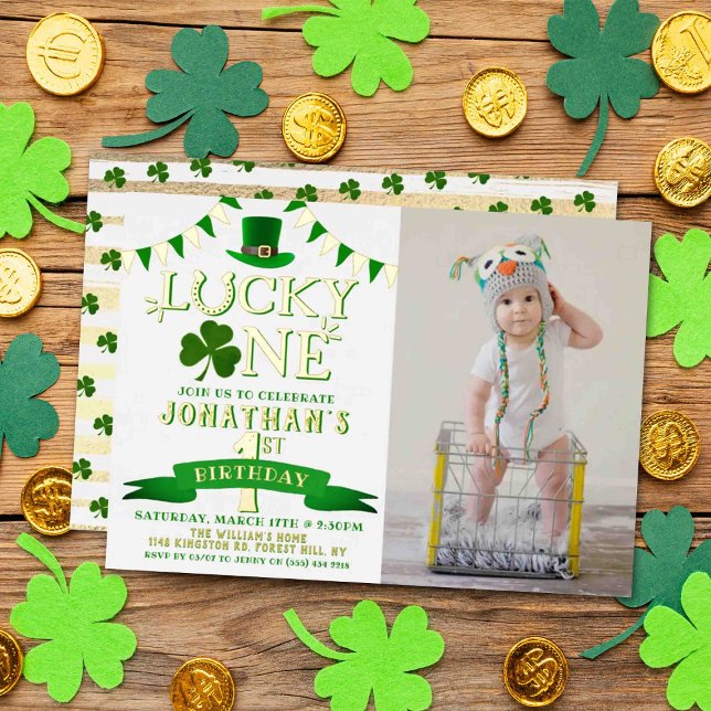 Invitation En Aluminium Lucky One Photo 1er anniversaire Real (Créateur téléchargé)