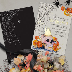 Invitation En Aluminium Lumière Academia Floral Halloween crâne Araignée d