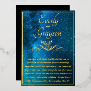 Invitation En Aluminium Lumières fées Mariage élégant et or