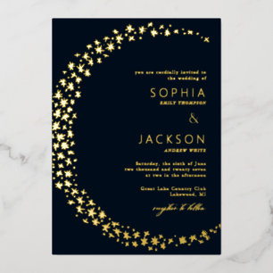 Invitation En Aluminium Lune des étoiles Mariage noir