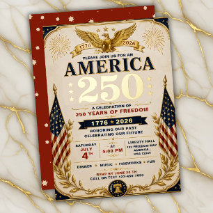 Invitation En Aluminium Luxe Amérique Papier D'or 250 Patriotique