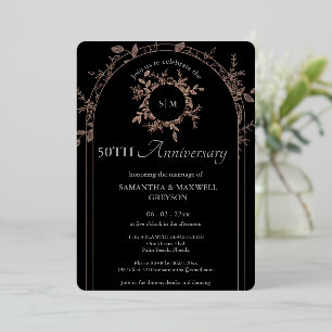 Invitation En Aluminium Luxe Black 50th Silver Mariage Anniversaire