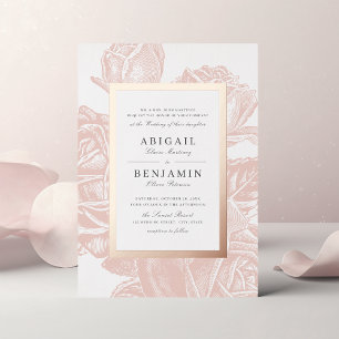 Invitation En Aluminium Luxe blush rose or vintage mariage botanique