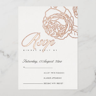 INVITATION EN ALUMINIUM LUXE ELEGANT BLUSH ROSE ROSE OR FLORALE RSVP