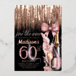 Invitation En Aluminium Luxe Foil 60ème Rose Vin Adulte Anniversaire<br><div class="desc">Vin Rose de luxe Design d'anniversaire adulte. Les produits correspondants se trouvent dans la collection Luxury Wine Adult Birthday.</div>