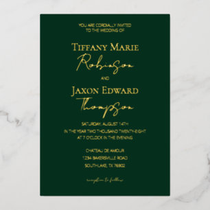 Invitation En Aluminium Luxe Forest Green et Gold Elegance Mariage