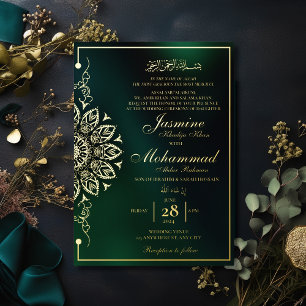 Invitation En Aluminium Luxe Gold Mandala Mariage musulman Nikah