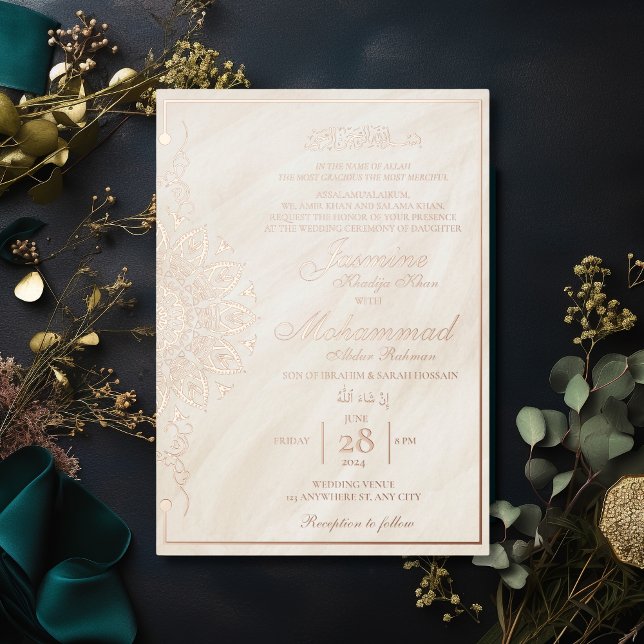 Invitation En Aluminium Luxe Gold Mandala Mariage musulman Nikah (Créateur téléchargé)
