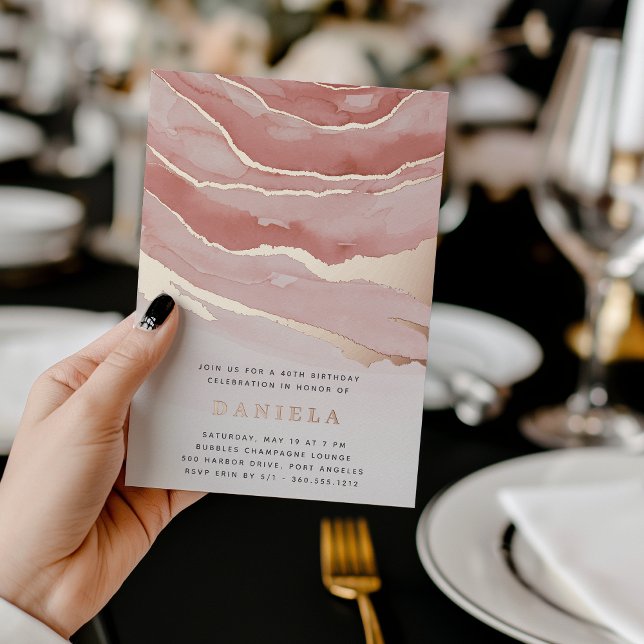 Invitation En Aluminium Luxe Marbre rose fête d'anniversaire ou toute occa (Créateur téléchargé)
