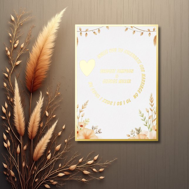 Invitation En Aluminium Luxe or rustique boho Mariage floral (Créateur téléchargé)