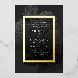 Invitation En Aluminium Luxe rose or noir vintage mariage botanique