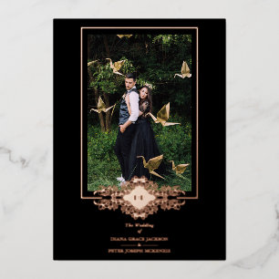 Invitation En Aluminium Luxe Sophisticat Black Flourish Chic Rose Or