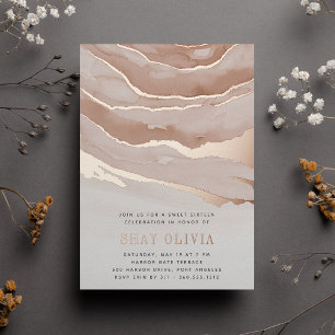 Invitation En Aluminium Luxe Sweet sixteen en marbre neutre