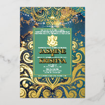 LuxGlitter bleu or Ganesha hindou mariage indien