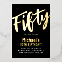 Luxury Gold 'Fifty' Adult Milestone 50e Anniversai