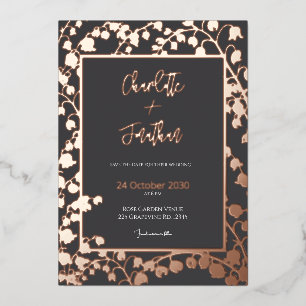 Invitation En Aluminium Lys de la Vallée Jardin Floral Mariage Or