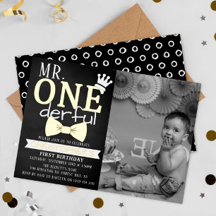 Invitation En Aluminium M. ONEderful 1er Anniversaire Photo Réel