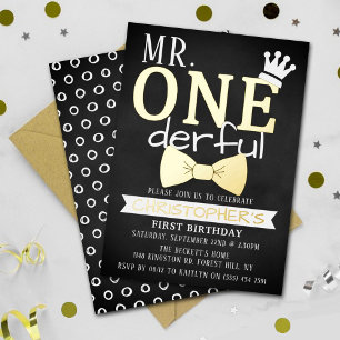 Invitation En Aluminium M. ONEderful 1er anniversaire Real