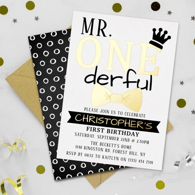 Invitation En Aluminium M. ONEderful 1er anniversaire Real (Créateur téléchargé)