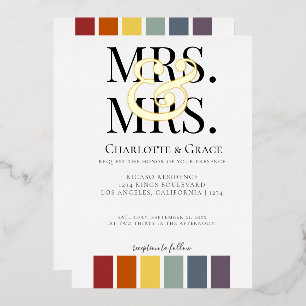 Invitation En Aluminium Madame et Madame Mariage Gay Élégant Rainbow