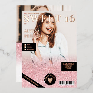 Invitation En Aluminium Magazine 2 photos rose rose rose or parties scinti