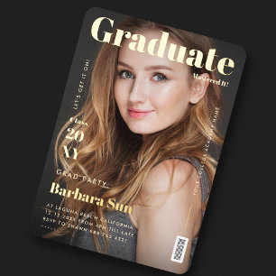 Invitation En Aluminium Magazine Moderne Graduate Couverture Gold