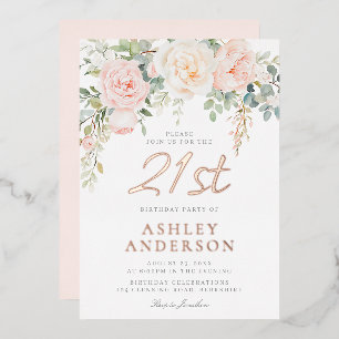 Invitation En Aluminium Magnifique Blush 21e anniversaire de fête Rose or
