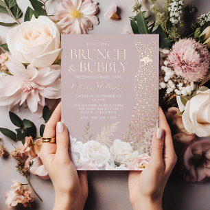 Invitation En Aluminium Magnifique brunch rose et bridal shower pétillant
