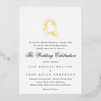 Invitation En Aluminium Magnifique Élégant Monogramme Fleuris MARIAGE en O