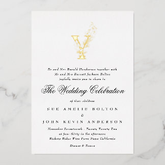 Invitation En Aluminium Magnifique Élégant Monogramme Fleuris MARIAGE en O