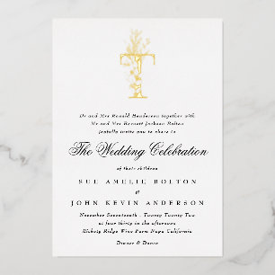 Invitation En Aluminium Magnifique Élégante Fleurie Monogramme de Mariage