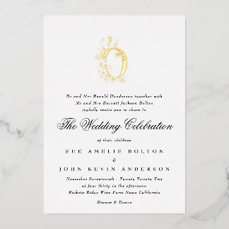 Invitation En Aluminium Magnifique Élégante Fleurie Monogramme de Mariage