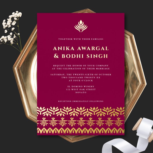 Invitation En Aluminium Magnifique Mariage frontalier indien orné VRAI (Créateur téléchargé)