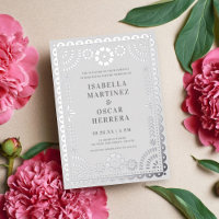 Magnifique Papel Picado Boda Mariage Argent VRAI