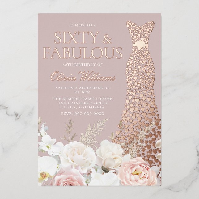 Invitation En Aluminium Magnifique Robe rose rose rose rose 60e anniversai (Recto)