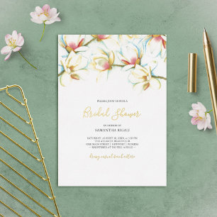 Invitation En Aluminium Magnolia Blanc Fleur Aquarelle Enterrement de Vie