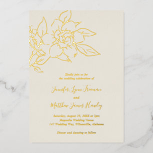 Invitation En Aluminium Magnolia floral simple élégant Mariage d'ivoire