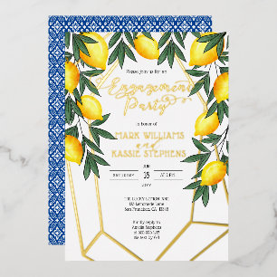 Invitation En Aluminium Main Squeeze Lemons Italie Engagement Party Gold