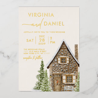 Invitation En Aluminium Maison de campagne rustique Cabine de mariage d'hi
