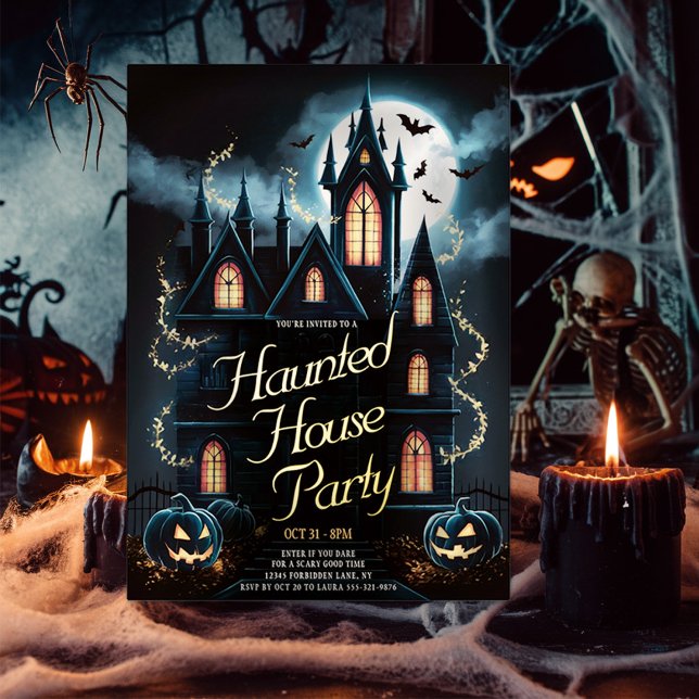 Invitation En Aluminium Maison Hantée éffrayante Halloween Party Personnal (Créateur téléchargé)