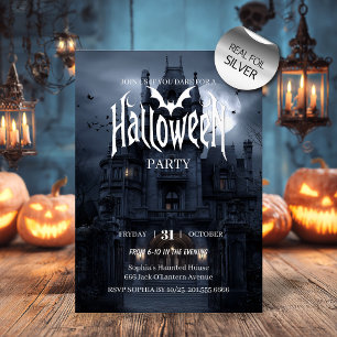 Invitation En Aluminium Maison Lune - Mystère Halloween Party