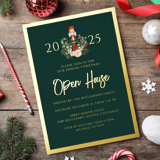 Invitation En Aluminium Maison ouverte pour les Fêtes Casse-Noisette Soiré (Holiday Open House Nutcracker Christmas Party Foil Invitation)