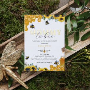 Invitation En Aluminium Maman aquarelle à bébé Bee Baby Shower Or